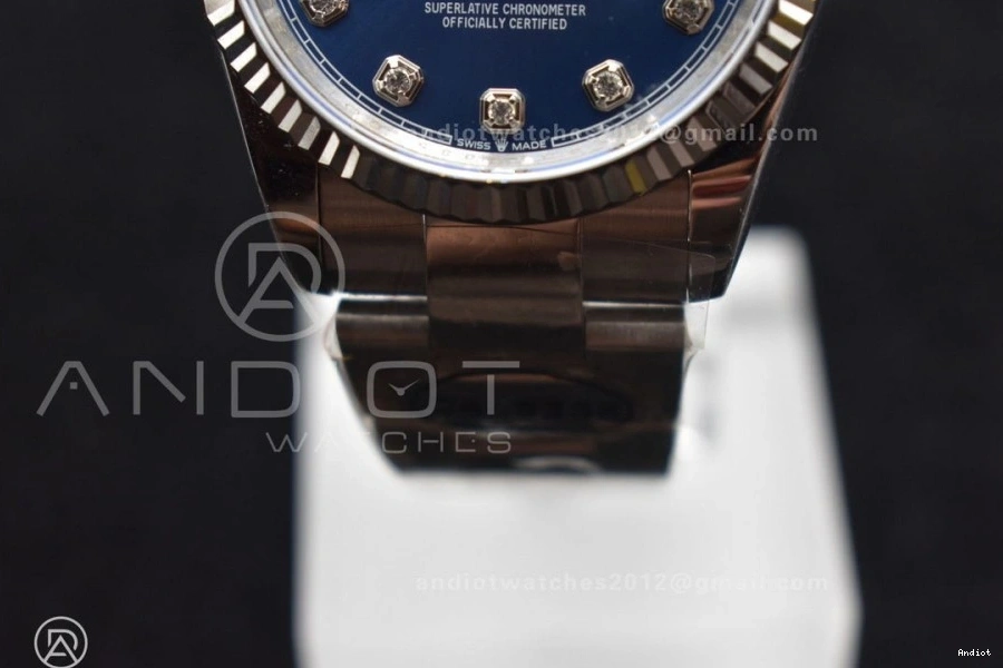 1:1 Edition 904L Dial Oyster Best DIWF 36 SA3235 on DateJust Diamonds Bracelet Blue Steel 0203